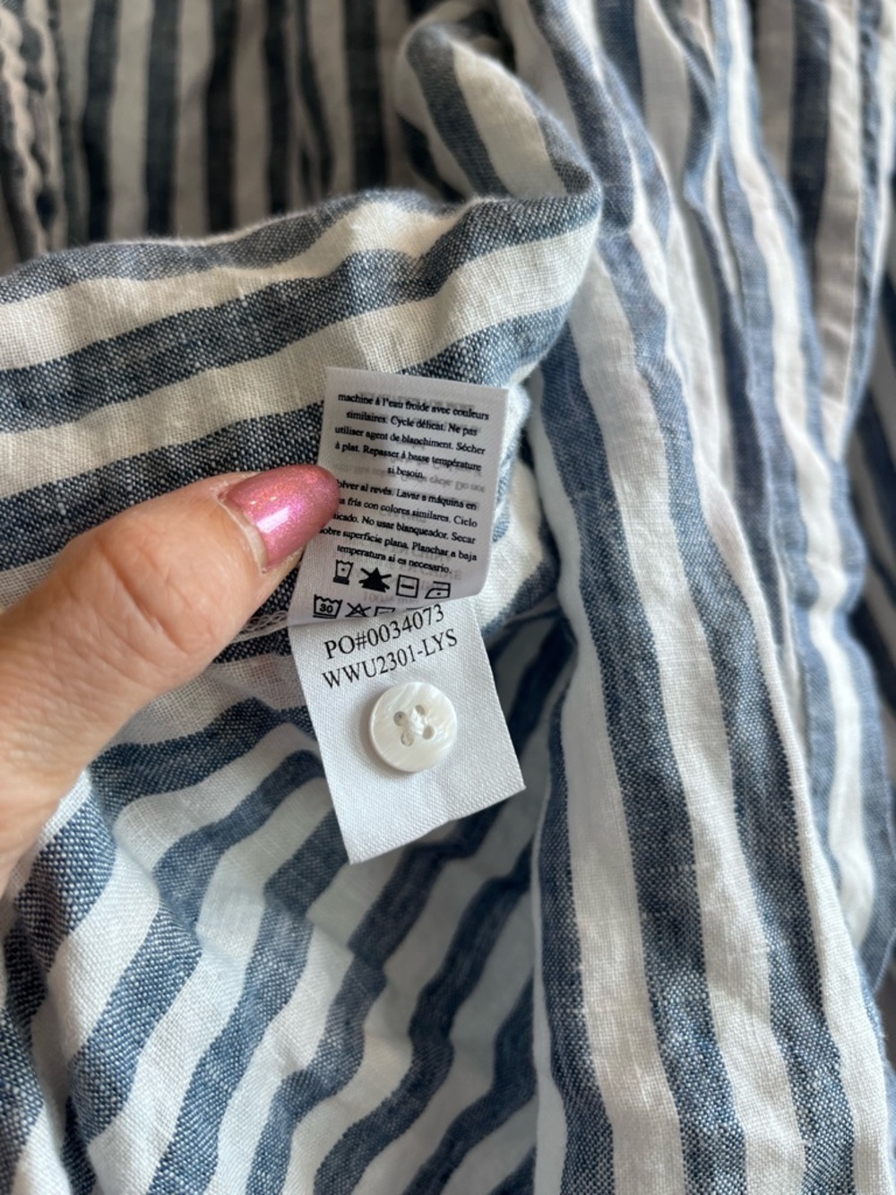 Faherty Laguna Blue Stripe Button Down Shirt 100% Linen - Picture 5 of 11
